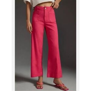 Anthropologie Maeve Colette Linen Blend Pant Bright Pink TALL